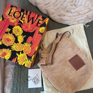 Loewe Natural Tan Raffia Large Slit Bag